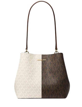 Michael Michael Kors Pratt Medium Two-Tone Signature Logo Shoulder Bag