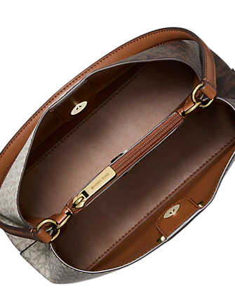 Michael Michael Kors Pratt Medium Two-Tone Signature Logo Shoulder Bag