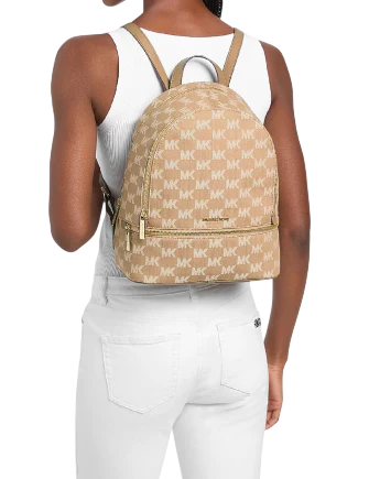 Michael Michael Kors Rhea Medium Logo Jacquard Denim Backpack