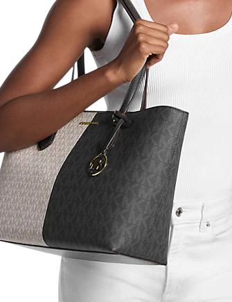 Michael Michael Kors Sheila Large Two-Tone Signature Logo Tote Bag