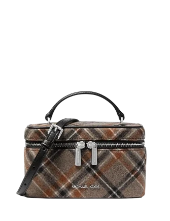 Michael Michael Kors Vivi Small Plaid Print Wool Blend Vanity Crossbody Bag