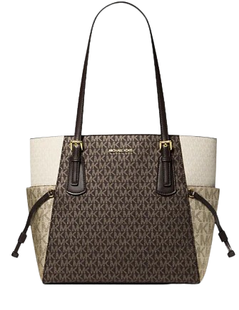 Michael Michael Kors Voyager Large Color-Block Metallic Signature Logo Tote Bag