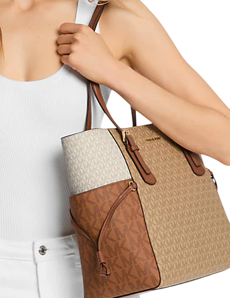 Michael Michael Kors Voyager Large Color-Block Signature Logo Tote Bag