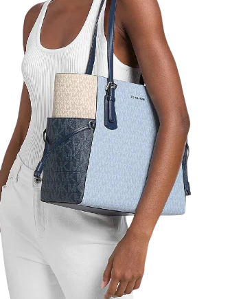 Michael Michael Kors Voyager Large Color-Block Signature Logo Tote Bag