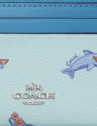 Coach Mini Skinny Id Case With Dolphin Print