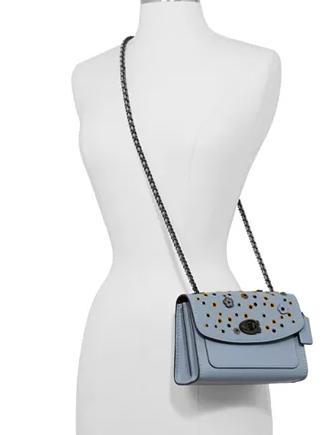 Coach Parker 18 Leather Shoulder Bag With Scattered Rivets