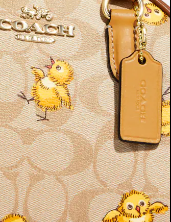 Coach Sydney Satchel In Signature Canvas With Tossed Chick Print