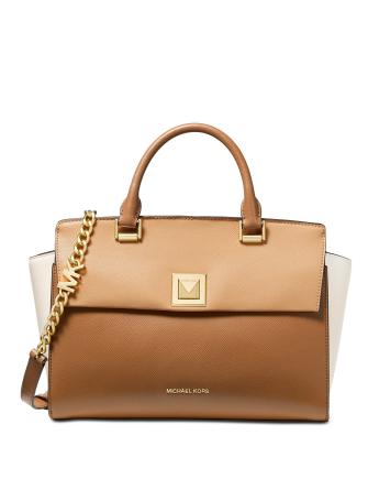 Michael Michael Kors Sylvia Tricolor Crossgrain Leather Top Zip Satchel
