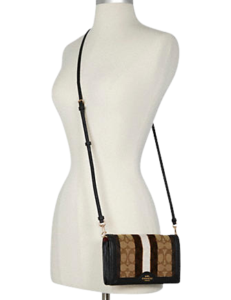 Coach Anna Foldover Clutch Crossbody In Signature Jacquard With Stripe
