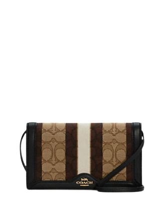 Coach Anna Foldover Clutch Crossbody In Signature Jacquard With Stripe