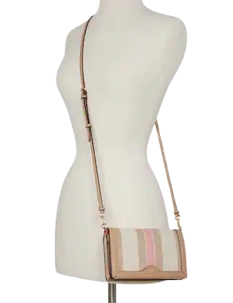 Coach Anna Foldover Clutch Crossbody In Signature Jacquard With Stripes