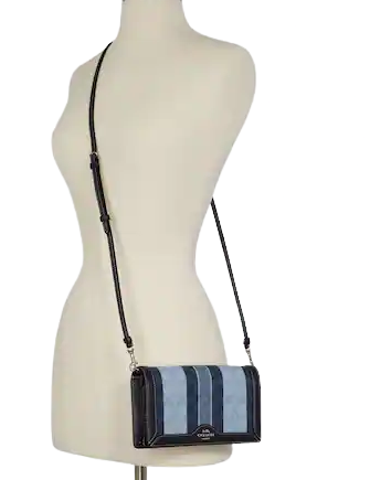 Coach Anna Foldover Clutch Crossbody In Signature Jacquard With Stripes