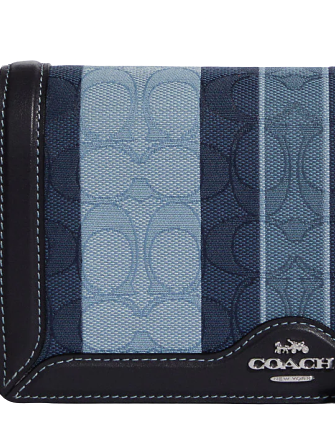 Coach Anna Foldover Clutch Crossbody In Signature Jacquard With Stripes