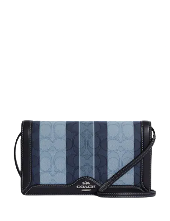 Coach Anna Foldover Clutch Crossbody In Signature Jacquard With Stripes