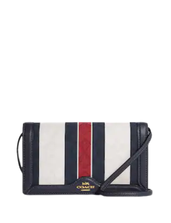 Coach Anna Foldover Clutch Crossbody In Signature Jacquard With Stripes