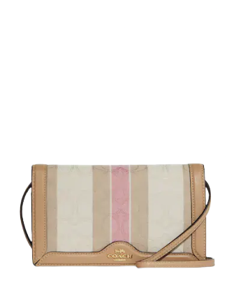 Coach Anna Foldover Clutch Crossbody In Signature Jacquard With Stripes