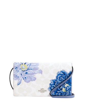 Coach Anna Foldover Crossbody Clutch In Signature Canvas With Kaffe Fassett Print