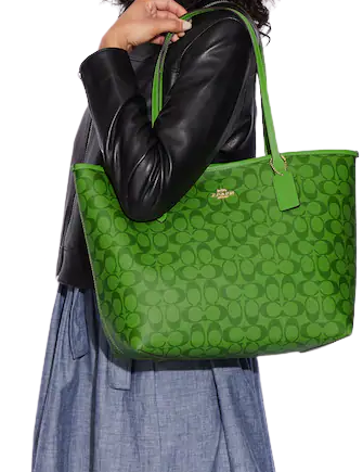 Coach City Tote In Blocked Signature Canvas