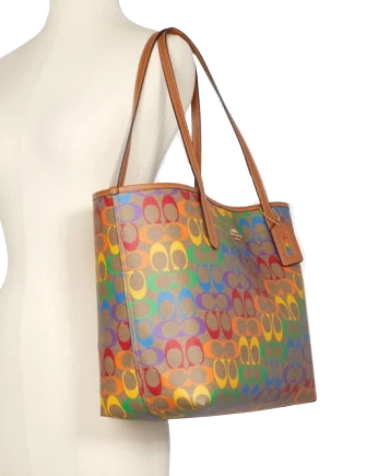 Coach City Tote In Rainbow Signature Canvas