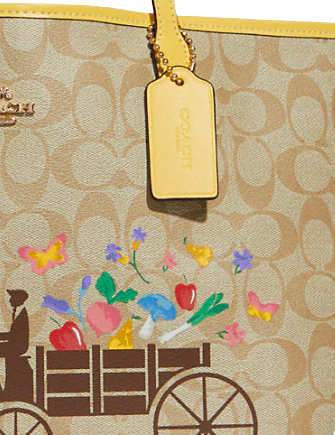 Coach City Tote In Signature Canvas With Dreamy Veggie Horse And Carriage
