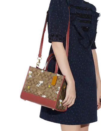 Coach Coach X Peanuts Dempsey Carryall In Signature Canvas With Snoopy Woodstock Print