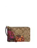 Coach Corner Zip Wristlet In Signature Canvas With Jumbo Floral Print