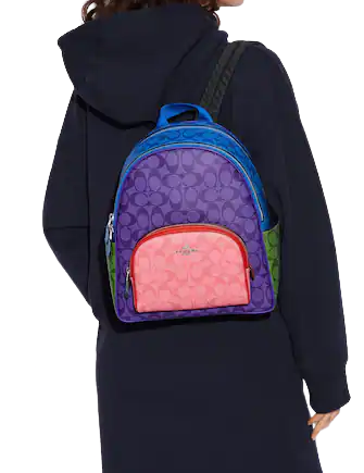 Coach Court Backpack In Blocked Signature Canvas