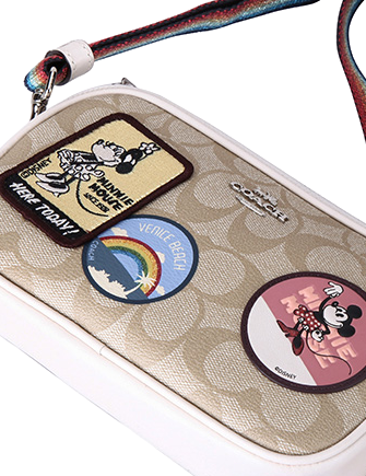 Coach Crossbody Pouch in Signature Canvas with Minnie Patches