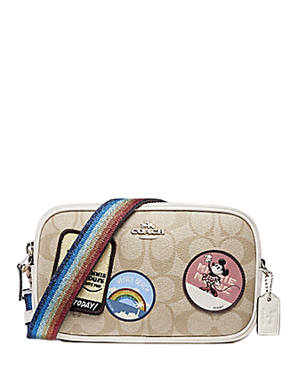 Coach Crossbody Pouch in Signature Canvas with Minnie Patches