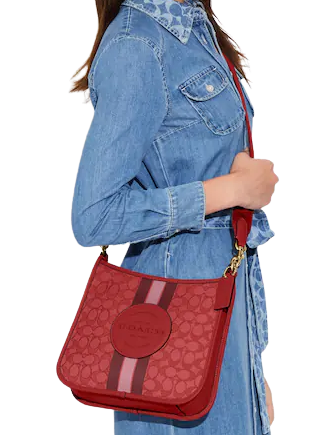Coach Dempsey File Bag In Signature Jacquard With Stripe And Coach Patch