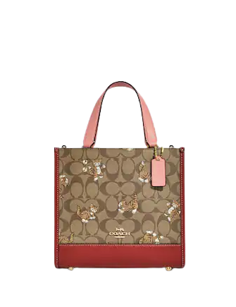 Coach Dempsey Tote 22 In Signature Canvas With Dancing Kitten Print
