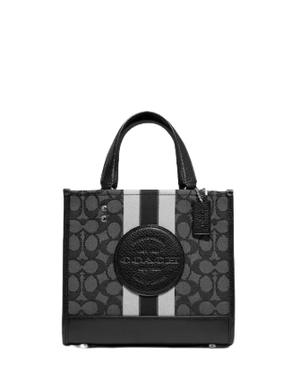 Coach Dempsey Tote 22 In Signature Jacquard With Stripe And Coach Patch
