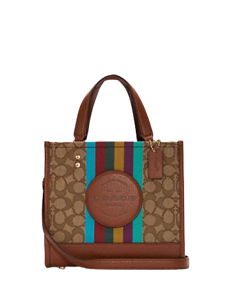 Coach Dempsey Tote 22 In Signature Jacquard With Stripe And Coach Patch