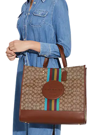 Coach Dempsey Tote 40 In Signature Jacquard With Stripe And Coach Patch