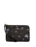 Coach Disney X Corner Zip Wristlet With Dalmatian Floral Print