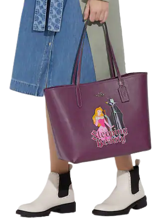 Coach Disney X Coach City Tote With Signature Canvas Interior And Maleficent Motif