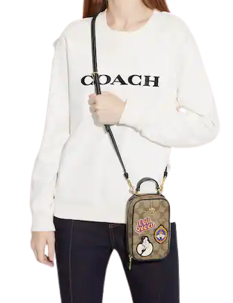 Coach Disney X Coach Eva Phone Crossbody In Signature Canvas With Patches