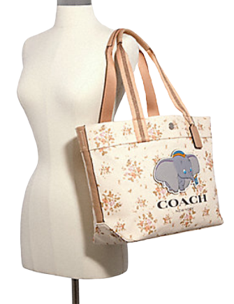 Coach Disney X Tote With Rose Bouquet Print and Dumbo