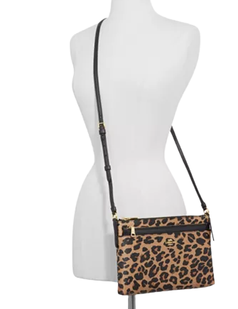 Coach East West Crossbody With Pop Up Pouch With Leopard Print