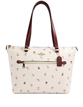 Coach Gallery Tote With Heart Floral Print