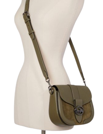 Coach Georgie Mixed Leather and Suede Saddle Bag