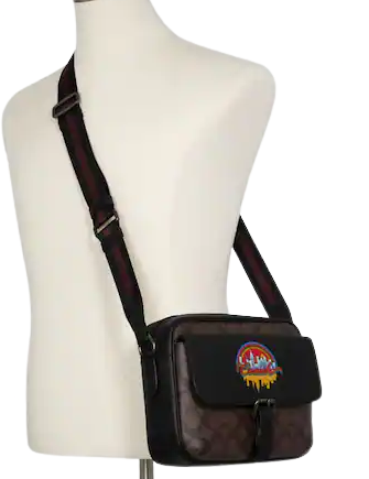 Coach Hudson Crossbody In Signature Canvas With Souvenir Patches