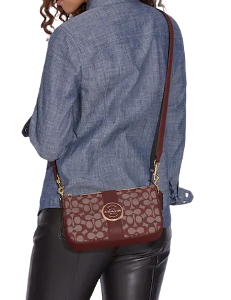 Coach Lonnie Baguette In Signature Jacquard