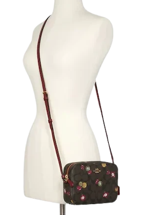 Coach Mini Camera Bag In Signature Canvas With Ornament Print