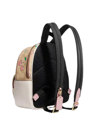 Coach Mini Court Backpack In Signature Canvas With Heart Cherry Print
