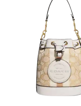 Coach Mini Dempsey Bucket Bag In Signature Jacquard With Stripe And Coach Patch
