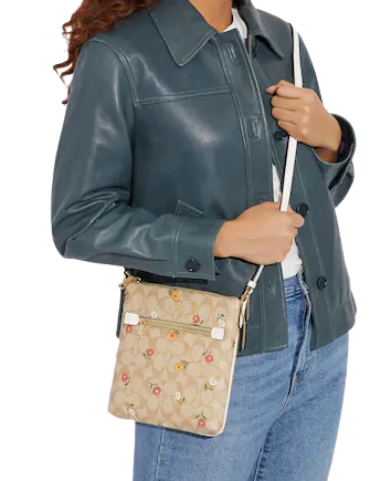Coach Mini Rowan File Bag In Signature Canvas With Nostalgic Ditsy Print