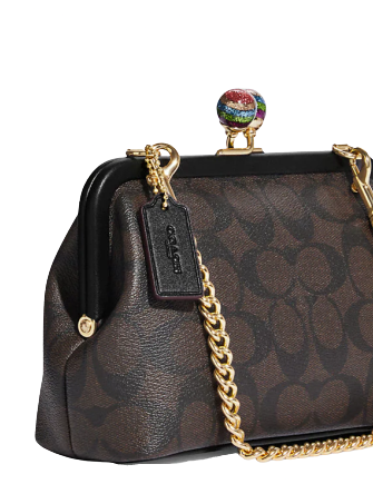 Coach Nora Kisslock Crossbody In Signature Canvas With Glitter