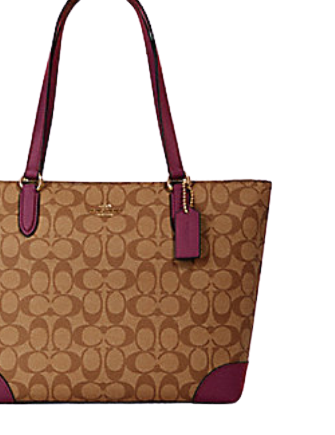 Coach Outline Signature Zip Coated Canvas Tote