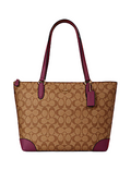 Coach Outline Signature Zip Coated Canvas Tote